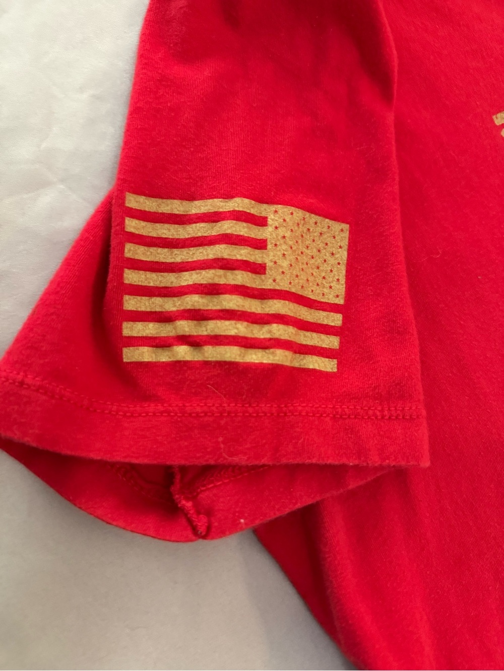 Grunt Style Red Short Sleeve Tee with Gold Rifle Graphic Women’s XL - Picture 4 of 7